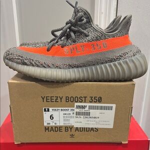 Adidas Yeezy Boost 350 V2 
Steeple Gray/Beluga/Solar Red
Size 6 Men